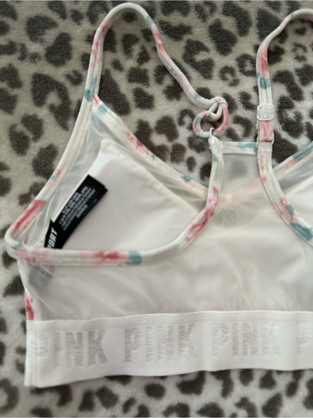 PINK Sport Victoria’s Secret Velvet Ultimately Lightly Lined Bra Cream Floral S - Picture 6 of 17